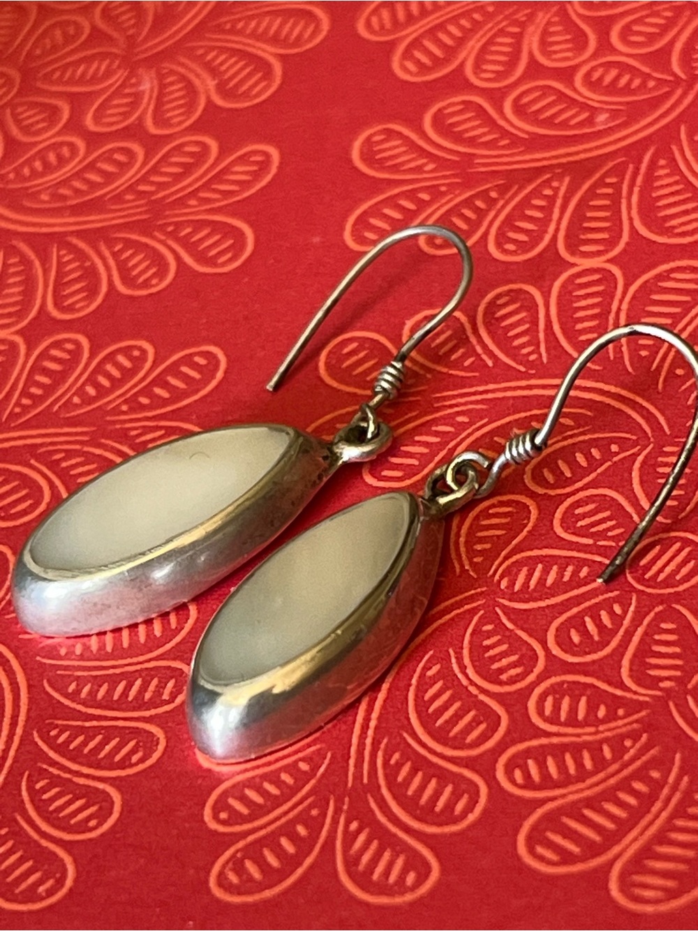 Sterling Silver Cream Teardrop Dangle Earrings - Picture 8 of 8